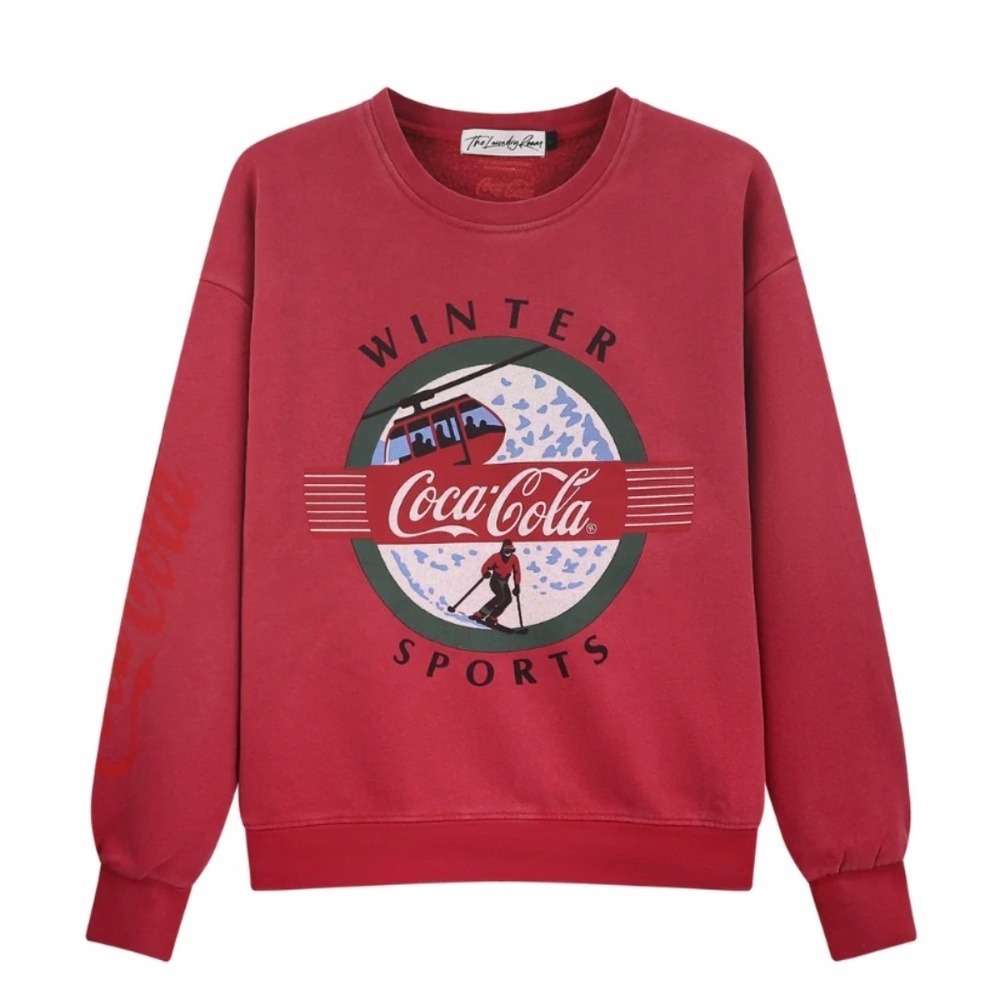 The Laundry Room Coca-Cola Winter Sports Red Graphic Crewneck Sweatshirt XS NEW